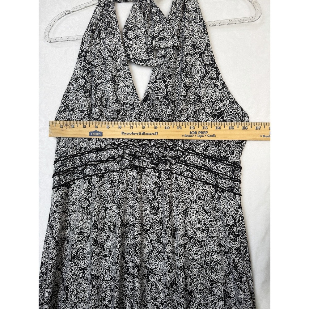 BCBGMaxazria Womens Halter Spring/Summer Dress Stretch Floral Black/White Size L - Picture 13 of 16